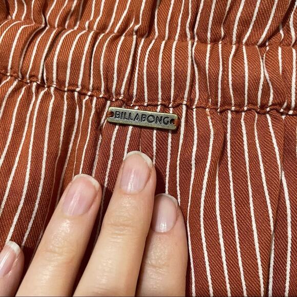 Billabong Orange & White Striped Paperbag Waist Shorts Womens S Beachy Tie Waist - Picture 6 of 8
